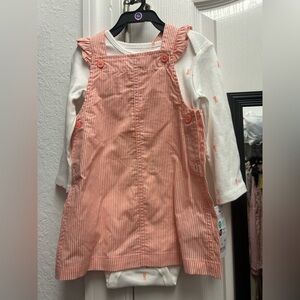 (NWT)Striped Pink Dress with White Long Sleeve.Easter outfit for 12 months